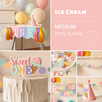 Sweet One Party Bundle for Girl 1st Birthday, Ice Cream Themed Decorations