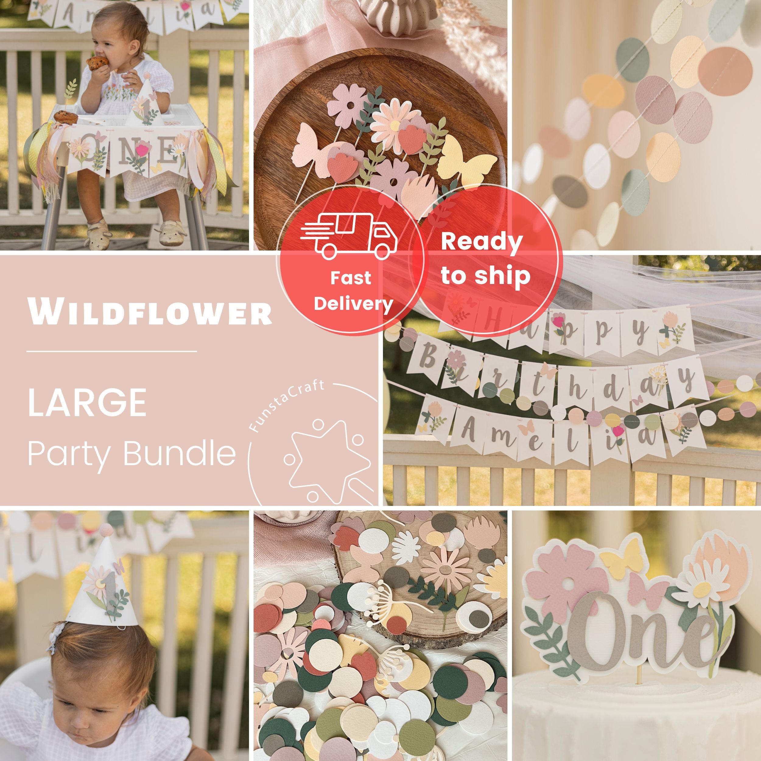 Wildflower Party Decorations 1st Birthday Bundle Wildflower Birthday