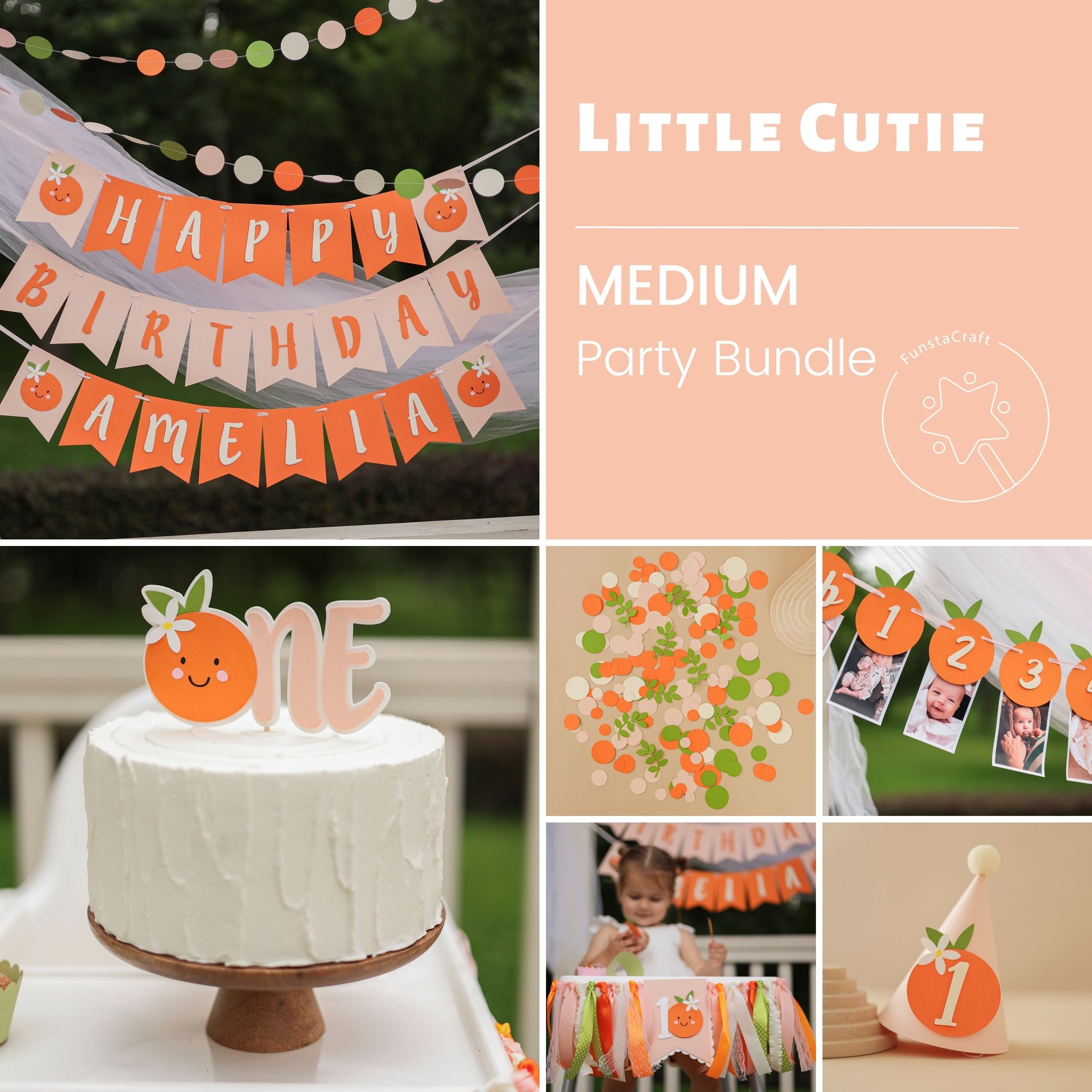 Little Cutie 1st Birthday Party Bundle - Orange Clementine First Birthday