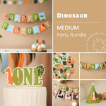 Dino 1st Birthday bundle - Dinosaur Happy Birthday Banner in sage green and terracotta for 1st birthday
