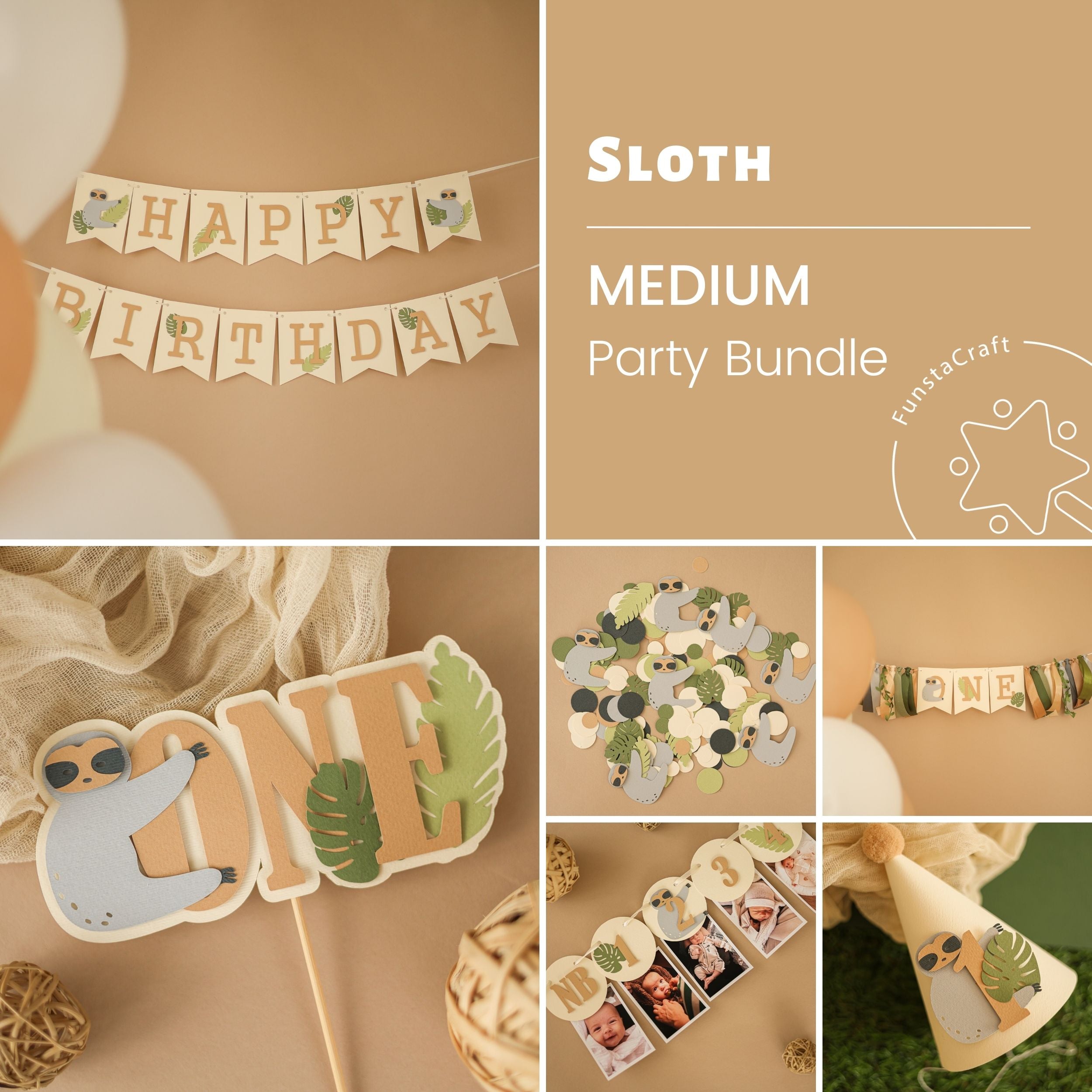 Sloth 1st Birthday Decorations Bundle