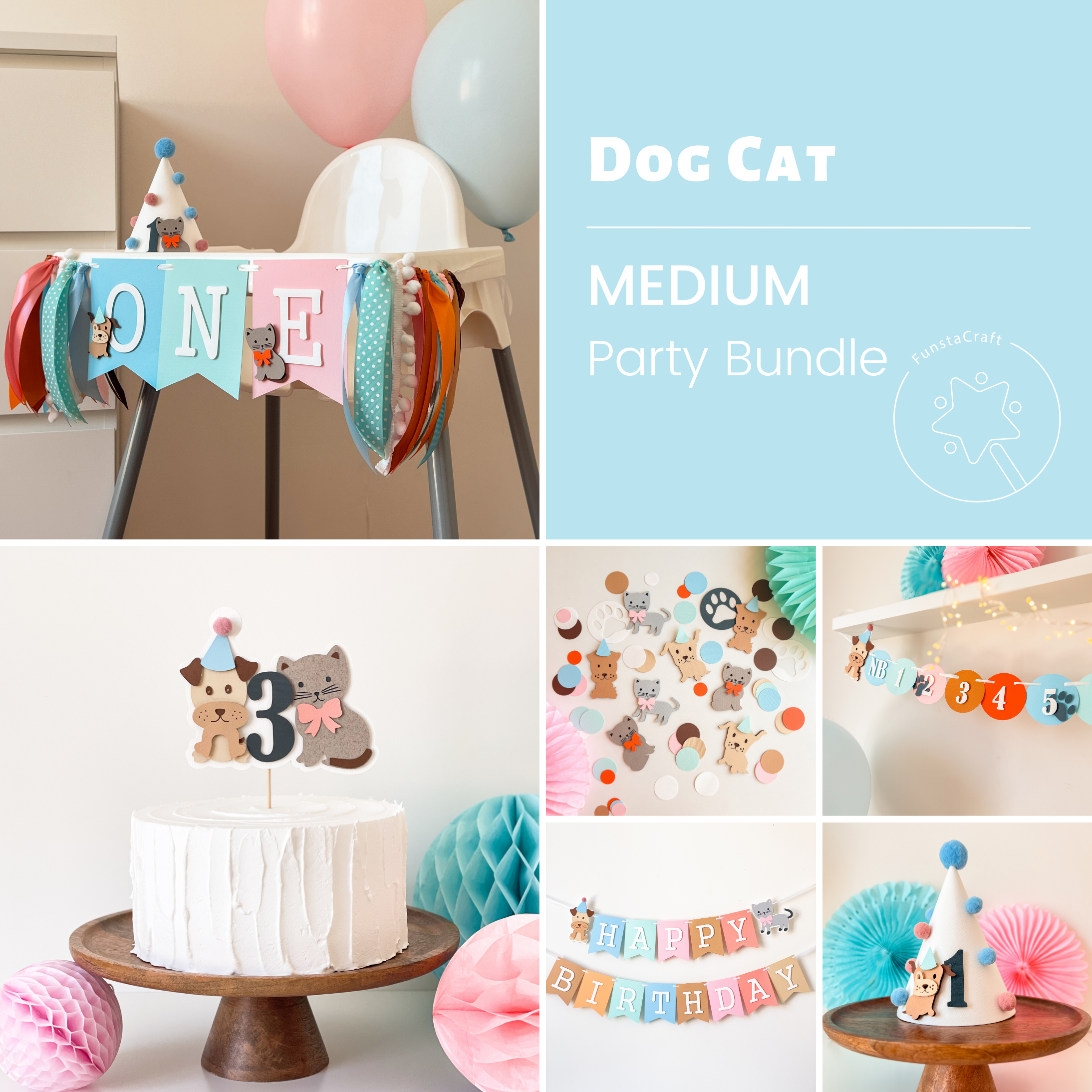 Two Let the Dogs Out, Cat and Dog Birthday Bundle, Kitten Puppy Banner