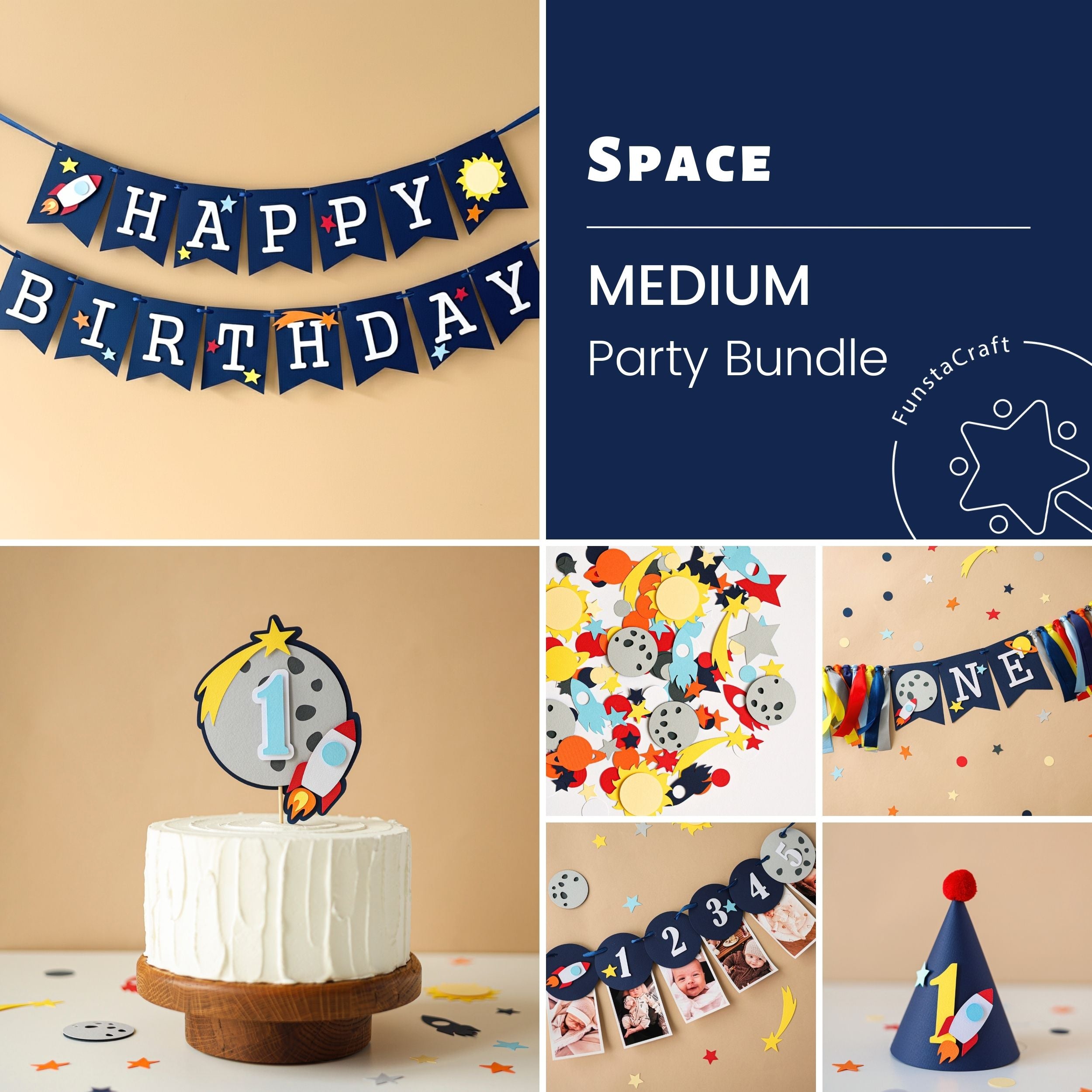 First Trip Around the Sun Birthday Decorations - Space Party Bundle