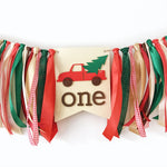 Christmas Red Truck highchair banner for baby's 1st birthday party and holiday photos