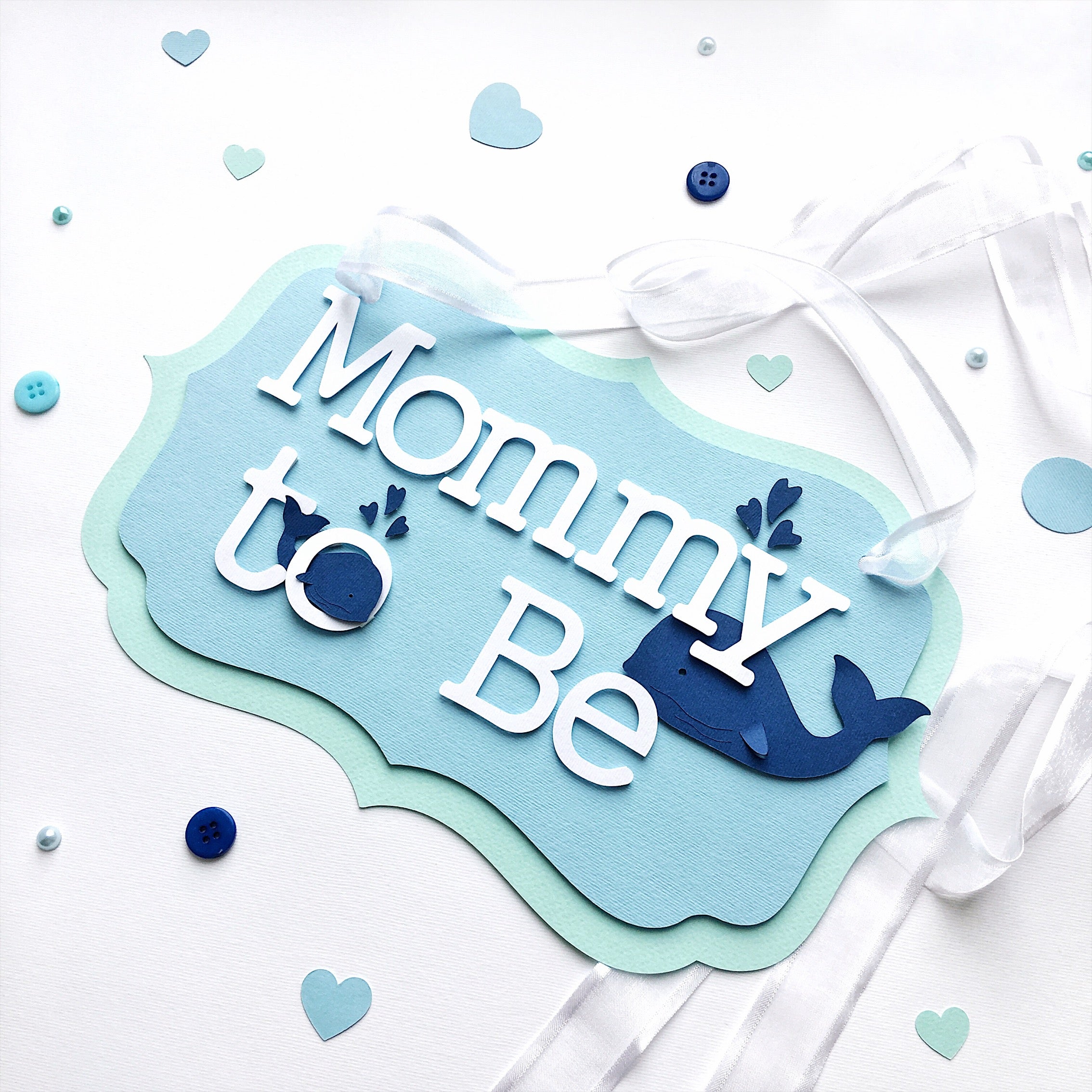 Whale Mommy to Be Chair Banner OceanBaby Shower Sign Blue Aqua party 
