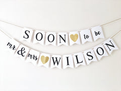 Soon to be Mr&Mrs Banner Engagement Party Decor Bridal Shower Party Ideas Bridal Shower Decor Black Gold Wedding Decor Personalised Wedding Banner 