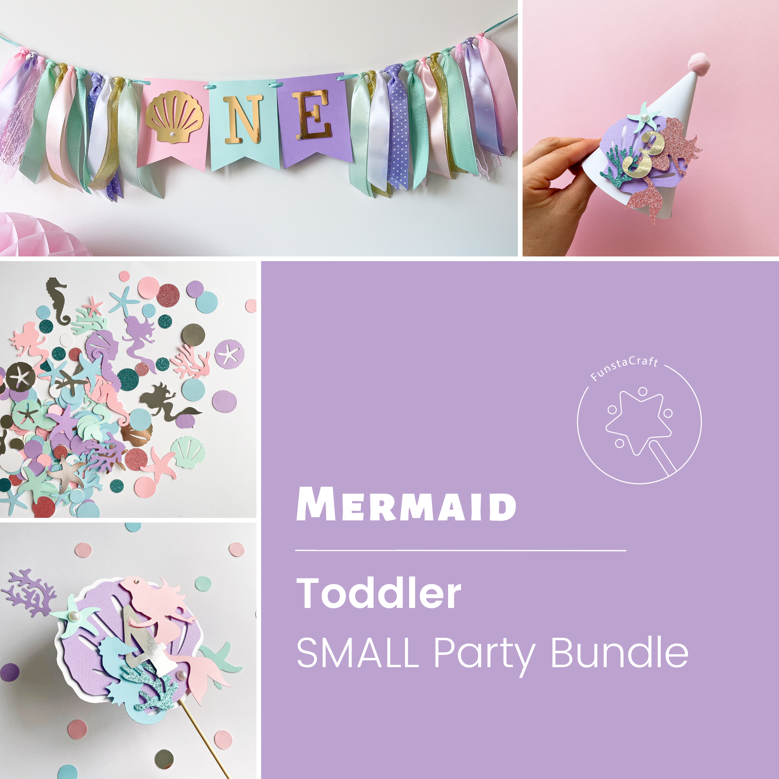 Mermaid Birthday Party Bundle Mermaid Toddler Party Decor Under the Sea Little Mermaid Sea Shells Horse Themed party