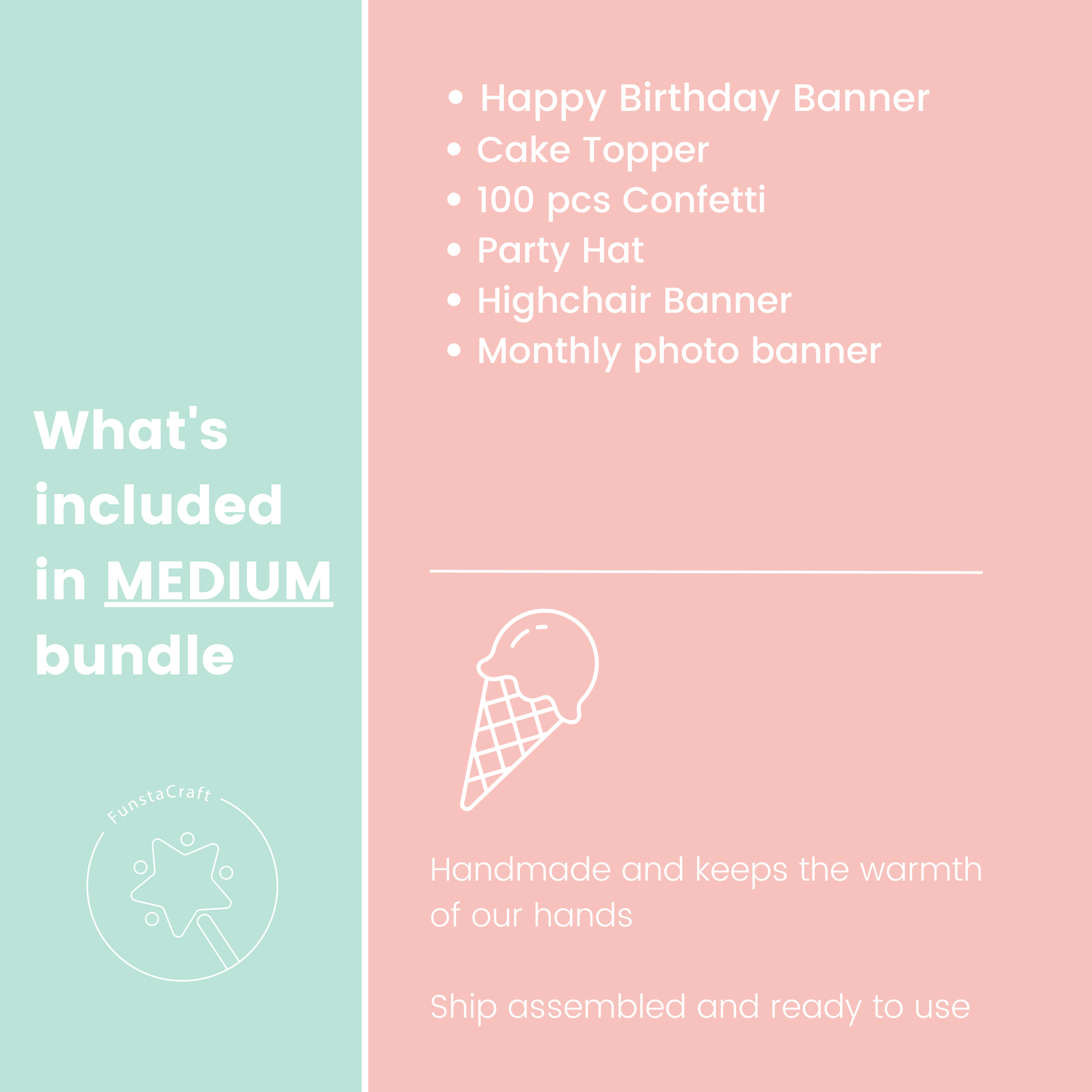 Sweet One Party Supplies, Ice Cream Party Bundle for Girl 1st Birthday