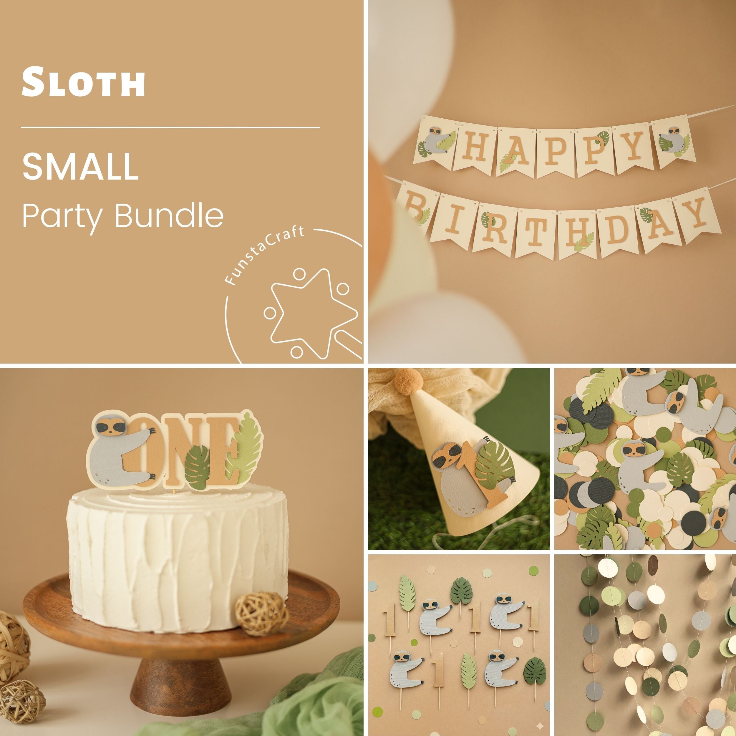 Sloth 1st Birthday Decorations Bundle