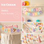 Sweet One Party Supplies, Ice Cream Party Bundle for Girl 1st Birthday