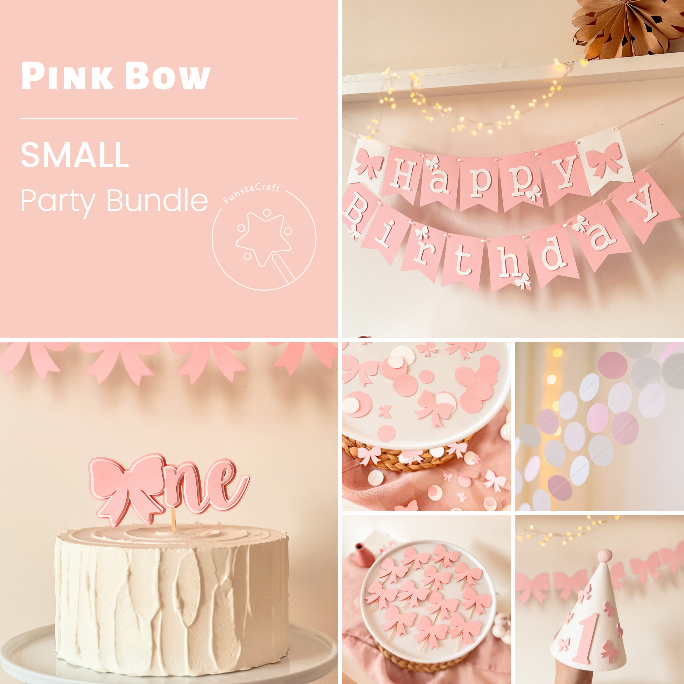 Pink Bow Bundle Coquette Birthday Pink Blush Birthday party Pink Ribbon Theme