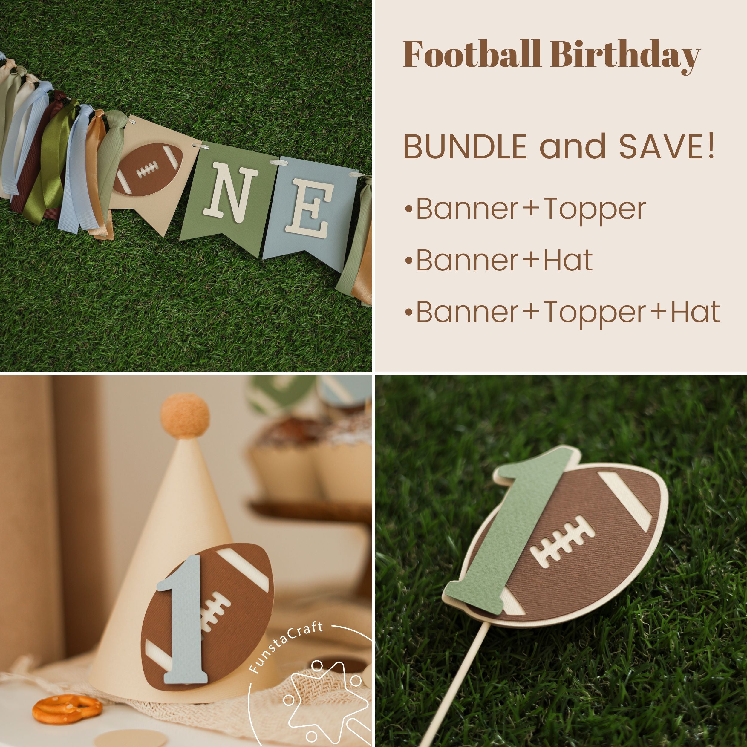 Football Highchair Banner - 1st Year Down Party Decorations
