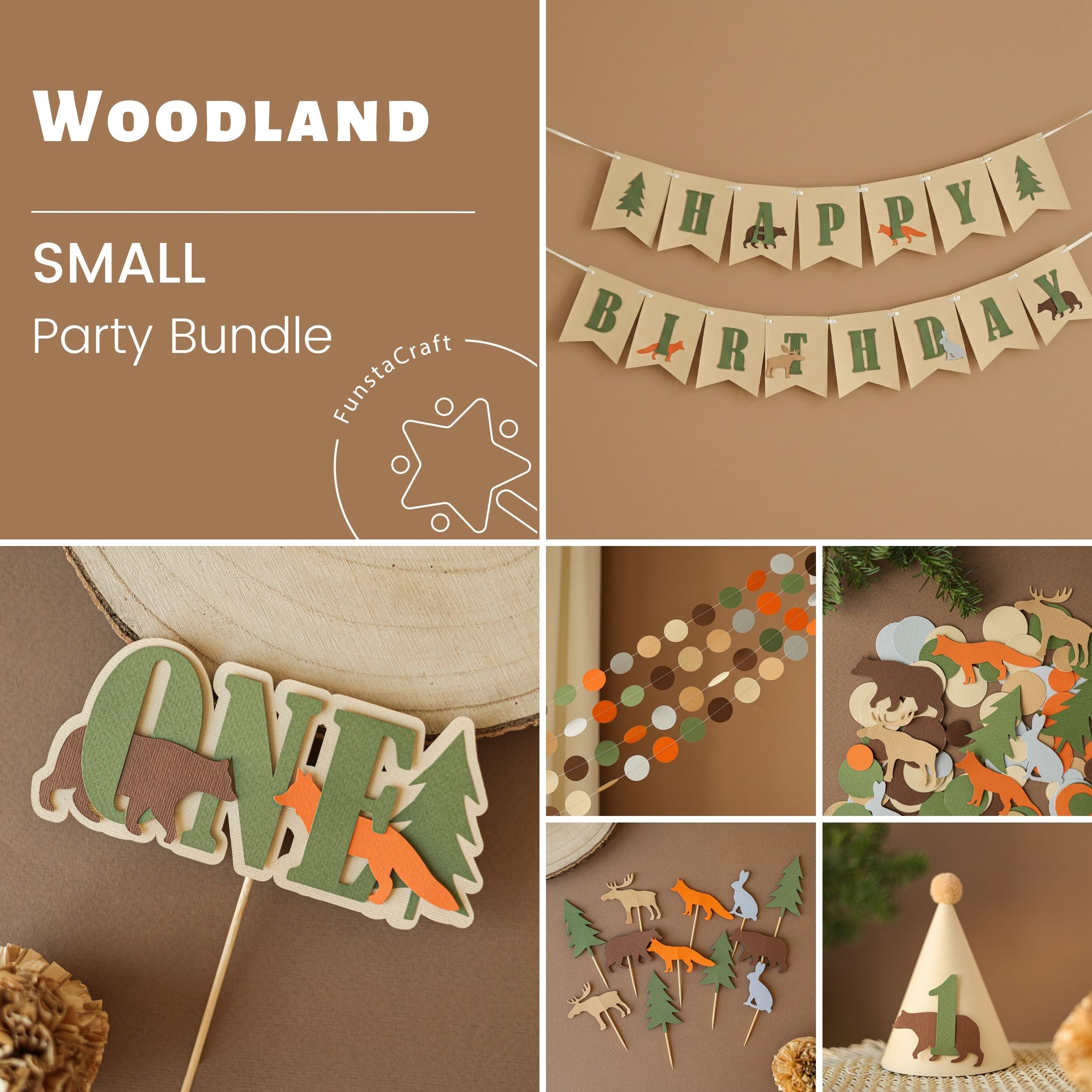 Woodland 1st Birthday Bundle - Forestcore Animals Party Decorations