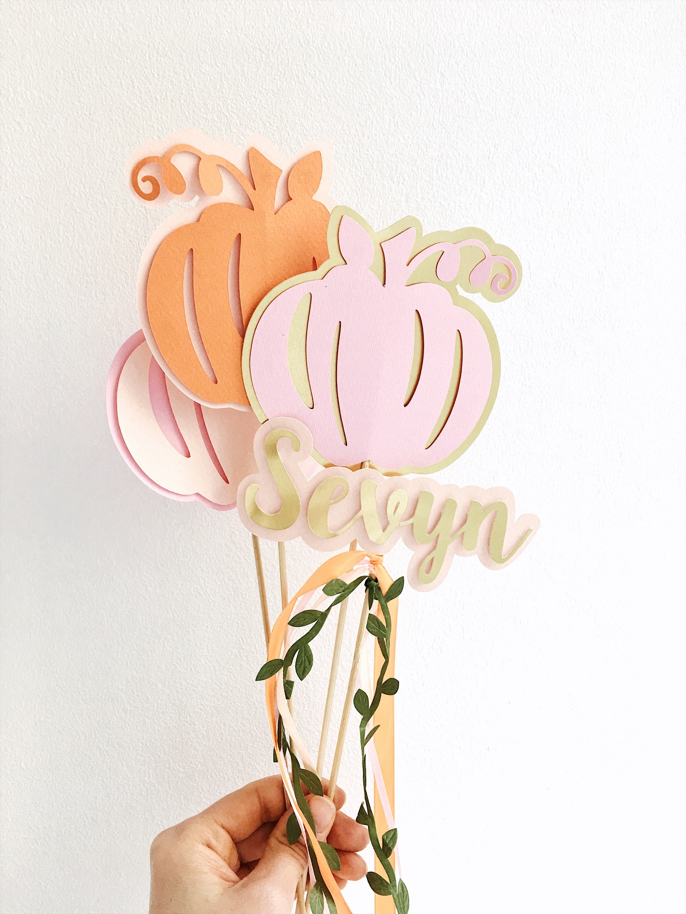 Personalized Pumpkin Centerpieces Fall Baby Girl Shower Our Little Pumpkin Cake Topper with Name 1st Birthday Decorations Fall Birthday Table Decor 