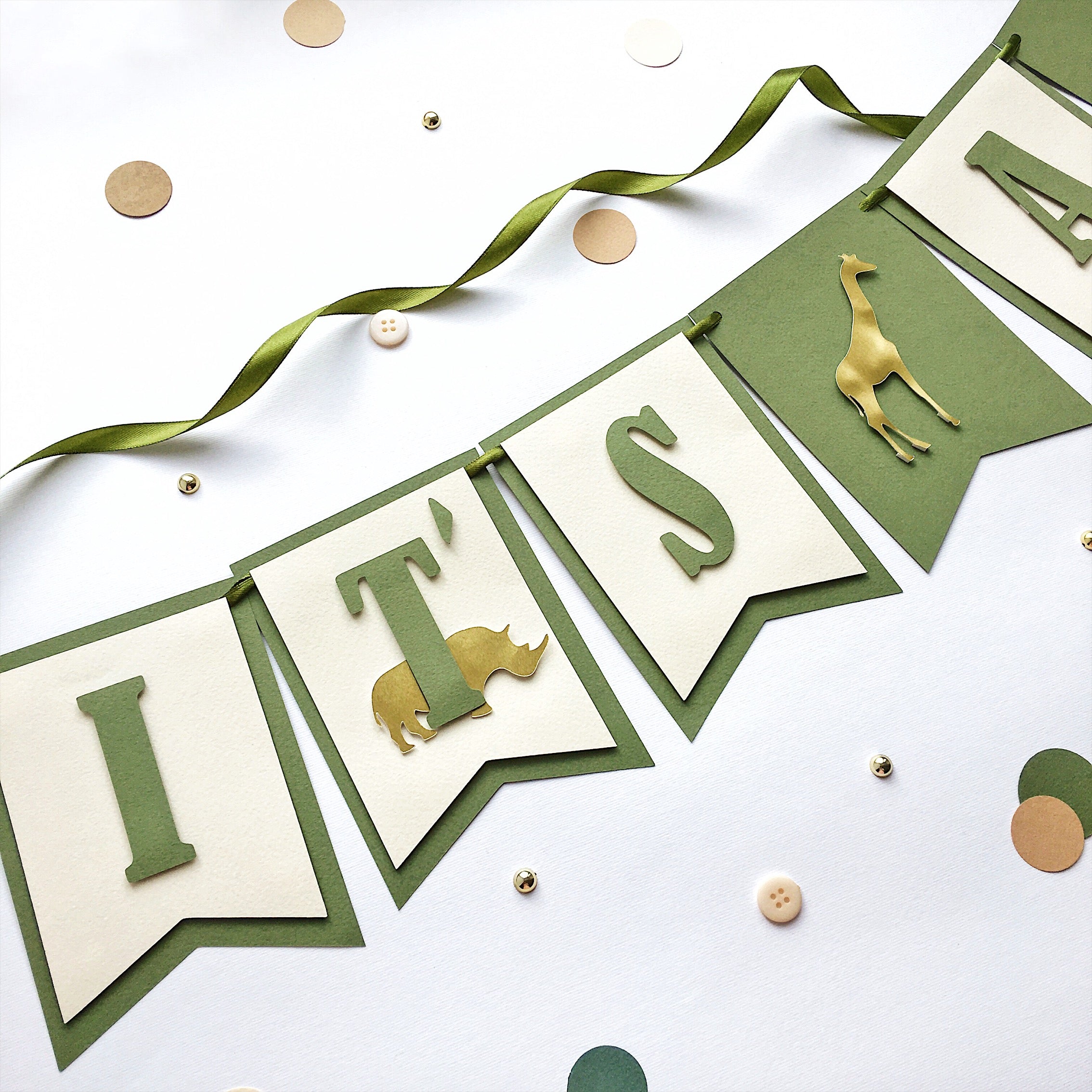 Safari It's a Boy Banner Custom Baby Shower Banner Baby Name Banner Boy Baby Shower 