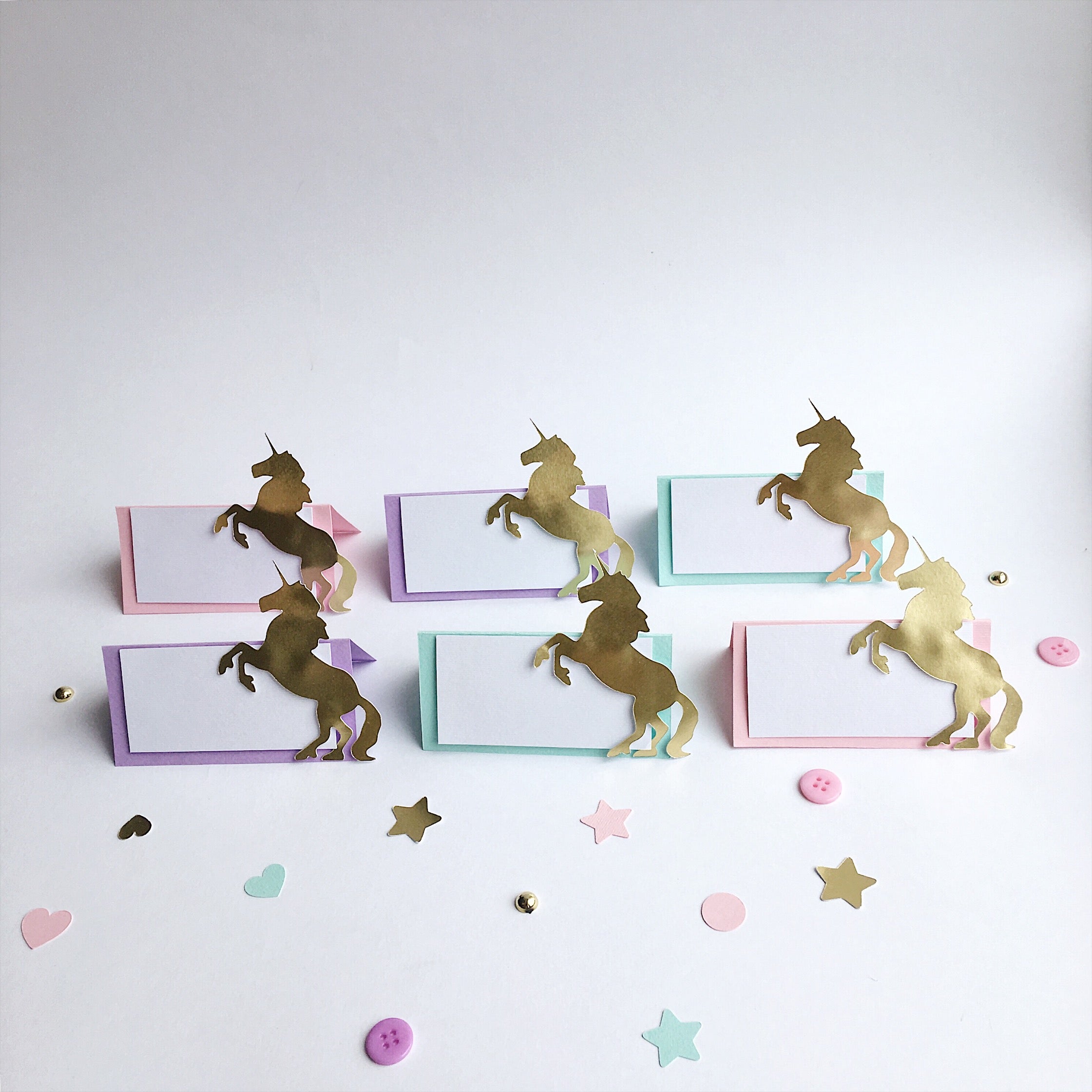 Unicorn Place Cards Rainbow 1st Birthday