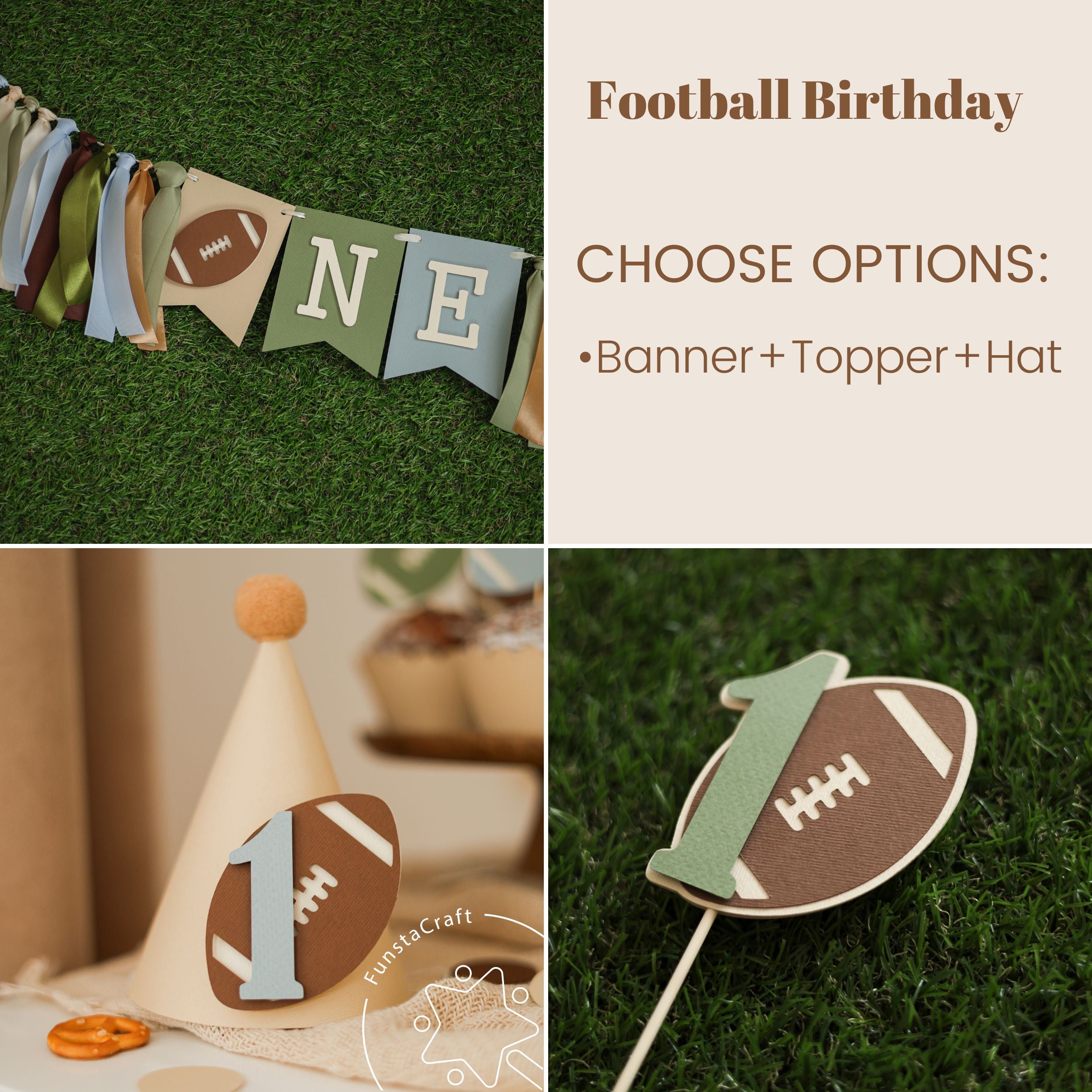 Football Highchair Banner - 1st Year Down Party Decorations