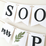 Greenery Soon to be Mr&Mrs Banner Engagement Party Decor Bridal Shower Party Ideas Bridal Shower Decor Greenery Wedding Decor Personalised Wedding Banner 