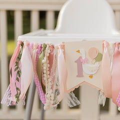 One Silly Goose High Chair Banner, Pink Goose 1st Birthday Decoration