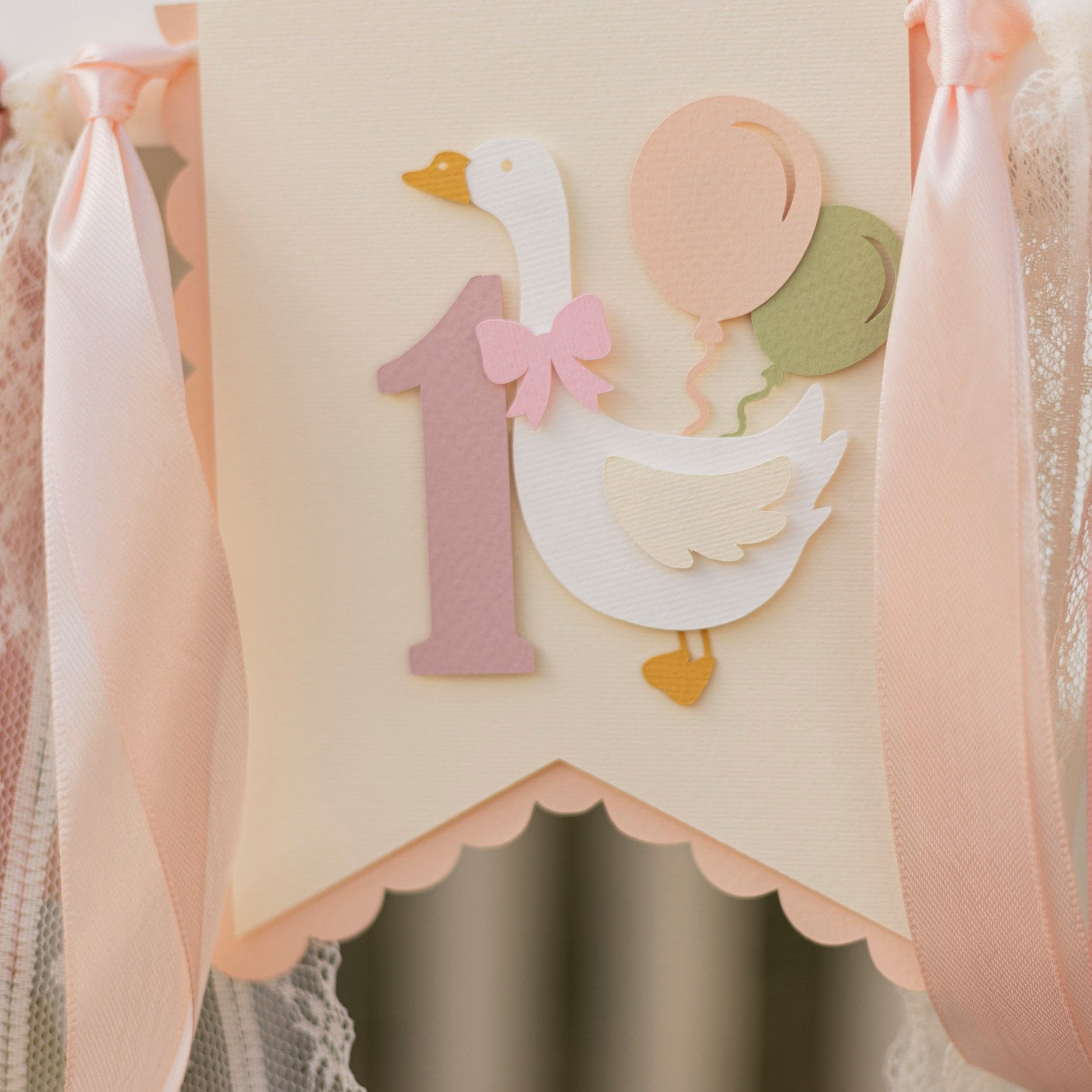 One Silly Goose High Chair Banner, Pink Goose 1st Birthday Decoration