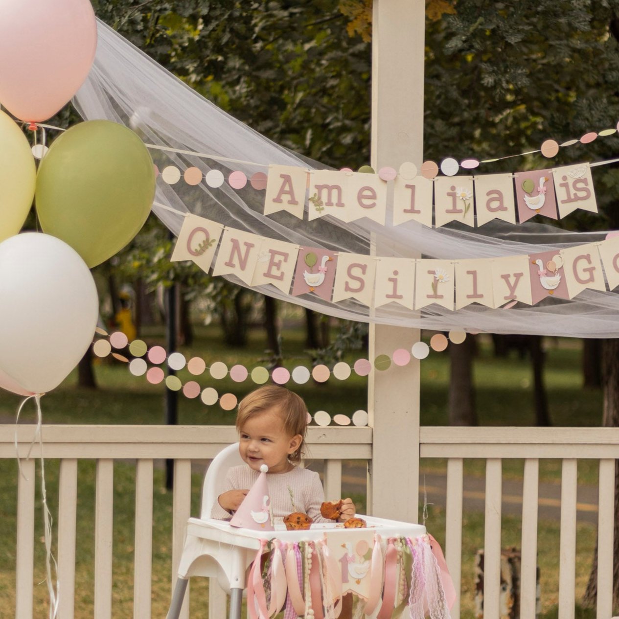 One Silly Goose Banner, Goose 1st Birthday Decor