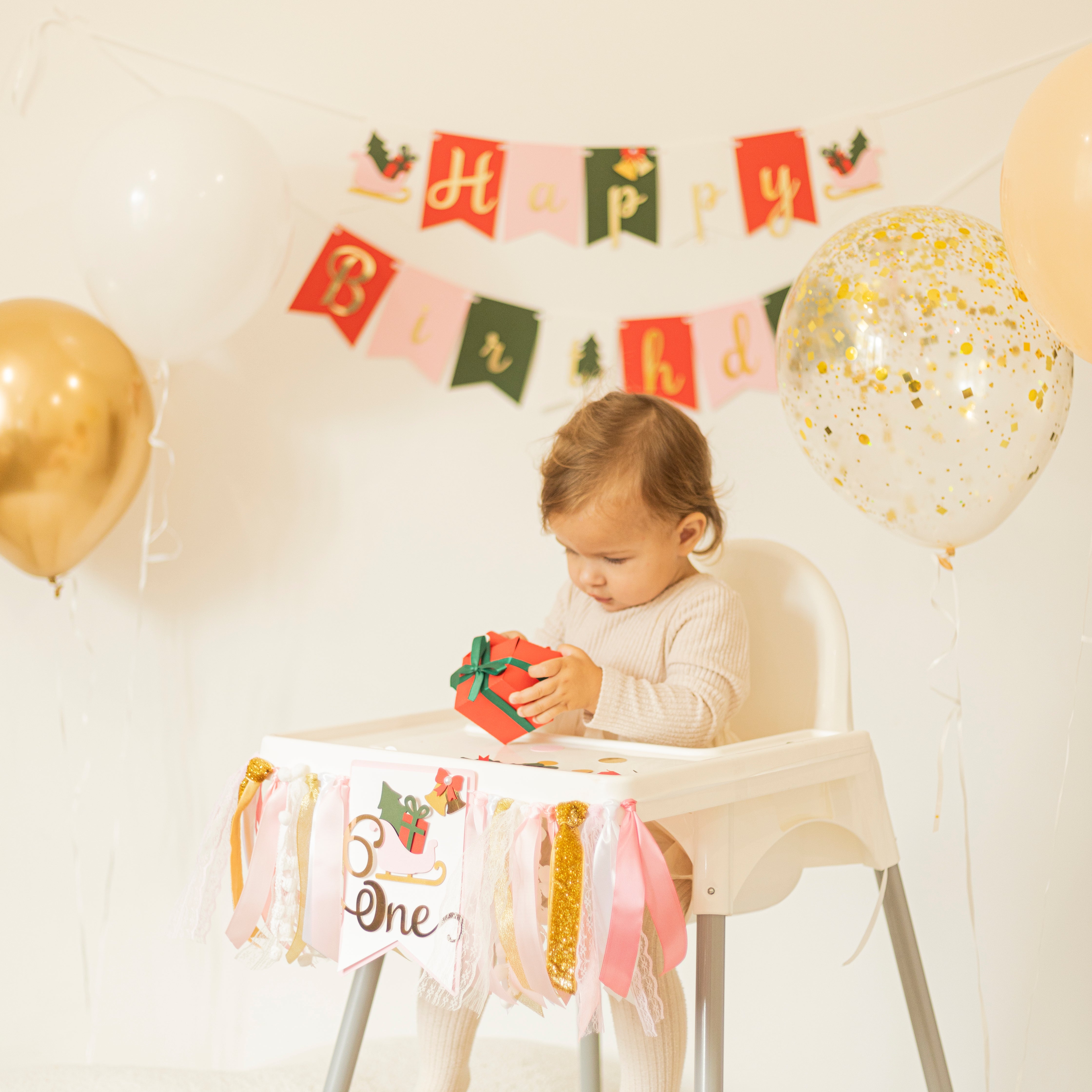Oh What Fun it is to be One Highchair Banner - Christmas December 1st Birthday