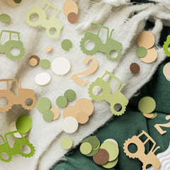 Green Tractor Confetti - Boy 2nd Birthday Farm Party Decor