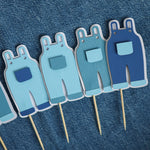 Blue Jean Cupcake Toppers - Denim Baby Shower Decorations
