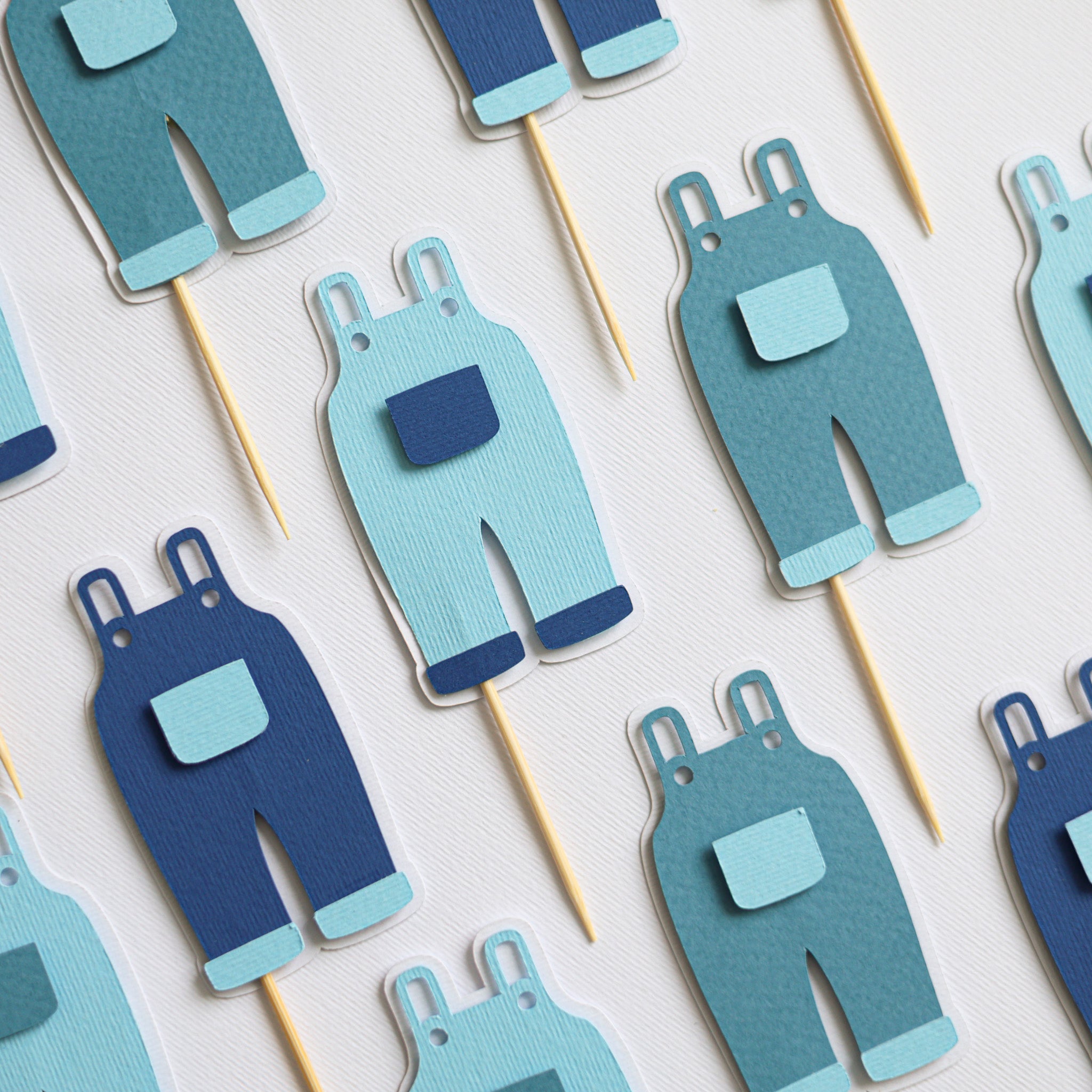 Blue Jean Cupcake Toppers - Denim Baby Shower Decorations