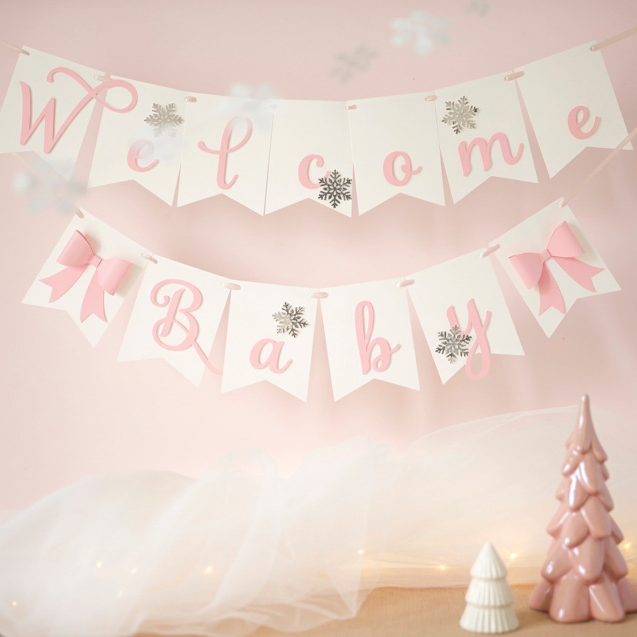 Pink Bow Baby It's Cold Outside Banner