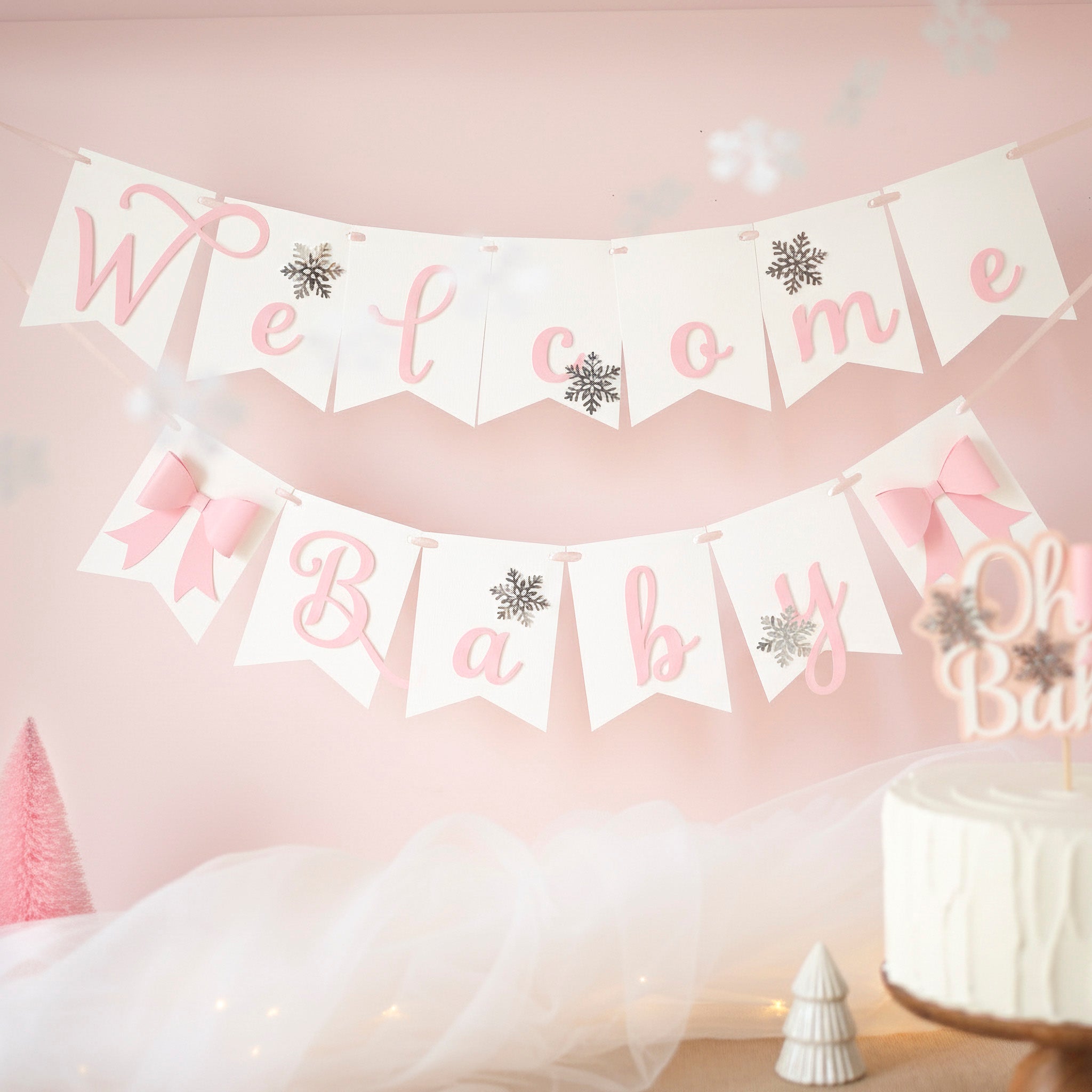 Pink Bow Baby It's Cold Outside Banner