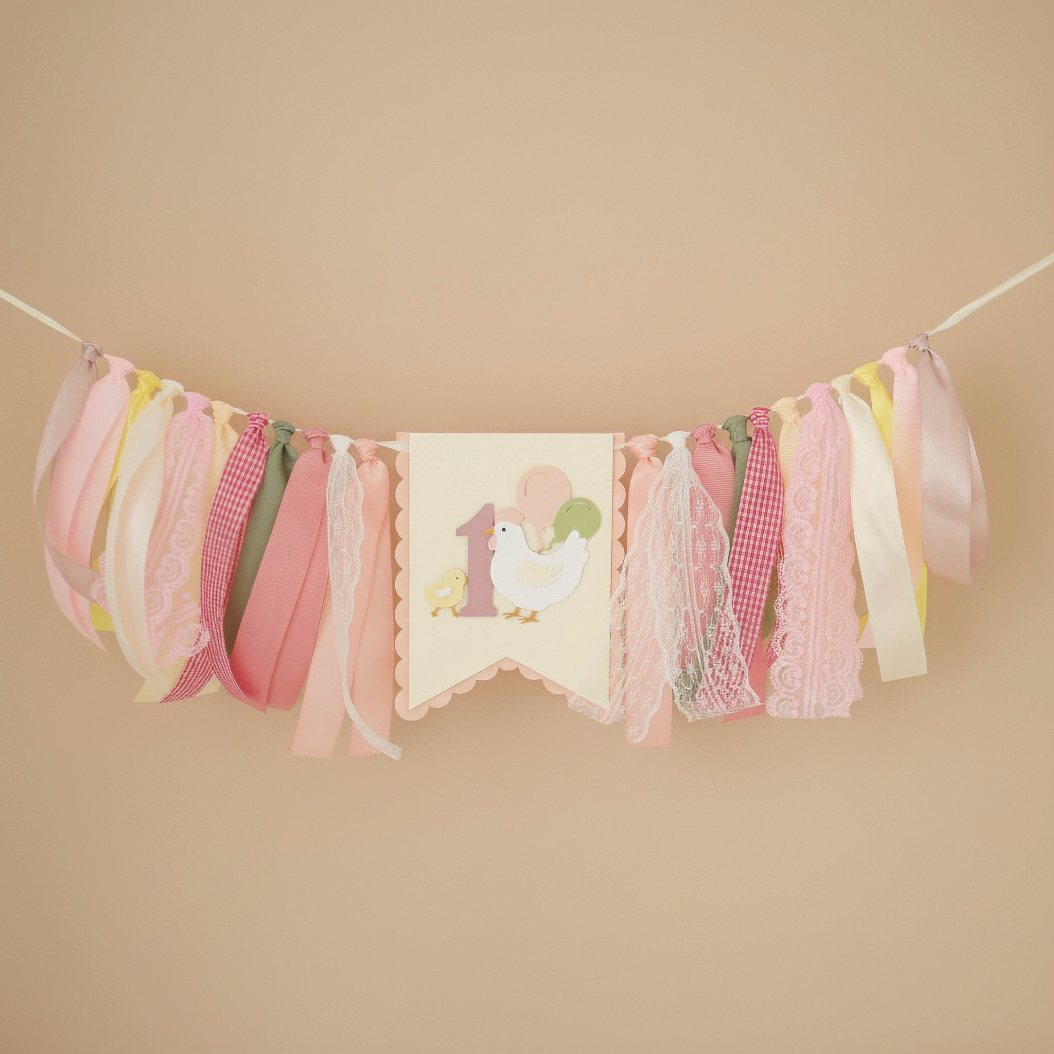 Chicken 1st Birthday Highchair Banner: This Chick is ONE