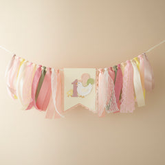 Chicken 1st Birthday Highchair Banner: This Chick is ONE