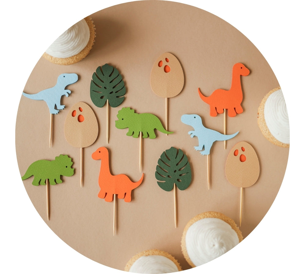 Dinosaur Cupcake Toppers for 1st Birthday  and Baby Shower Party