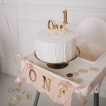 Blush Gold Highchair Banner, Girl 1st Birthday Party Decor