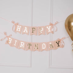 Blush Gold Birthday Banner, First Birthday Decorations