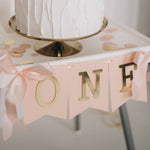 Blush Gold Highchair Banner, Girl 1st Birthday Party Decor