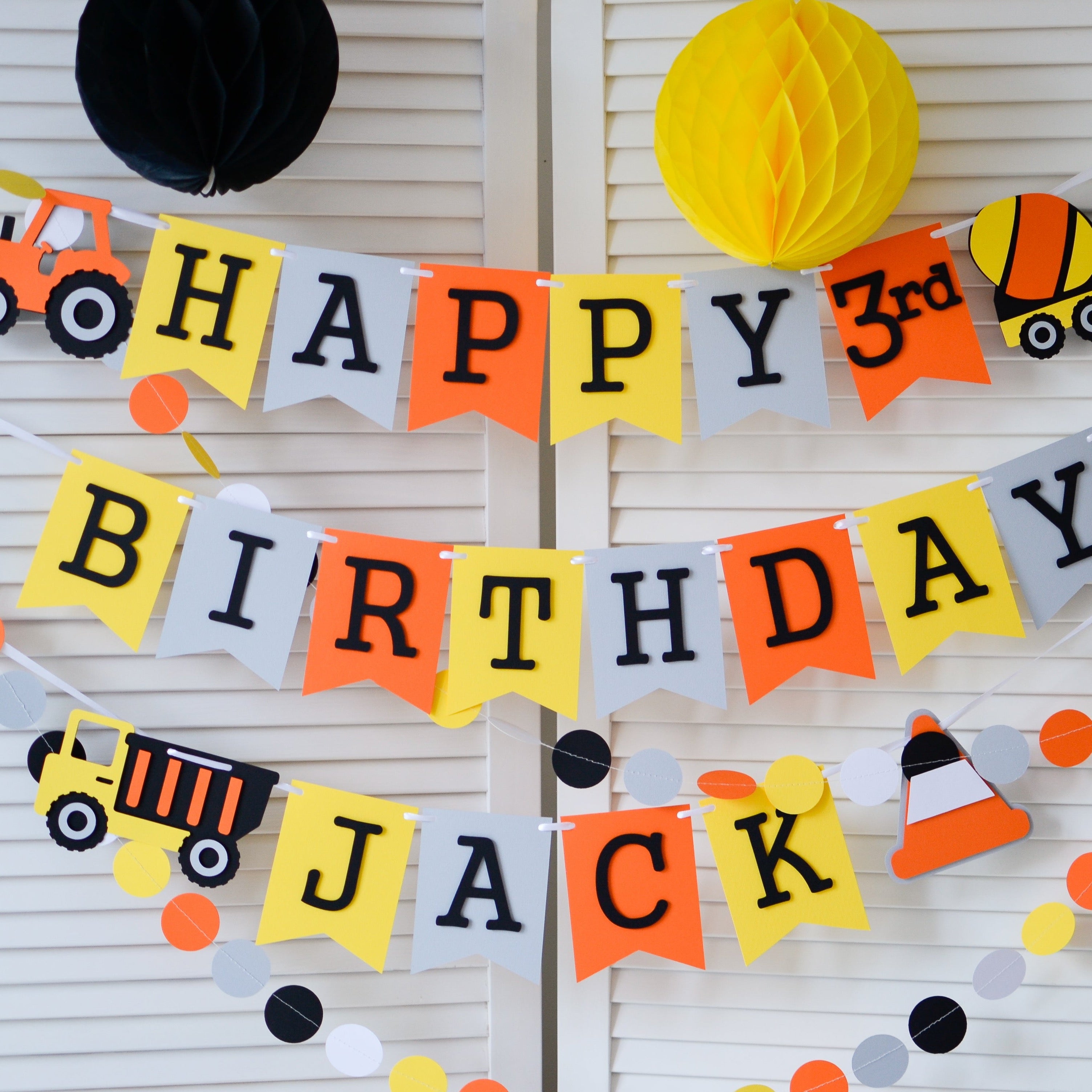 Construction Birthday Banner Construction Theme Birthday Party Construction Birthday Decor  Construction Theme Happy Birthday Banner  Under Construction Digger Excavator Truck Bulldozer or Dump Everything theme party