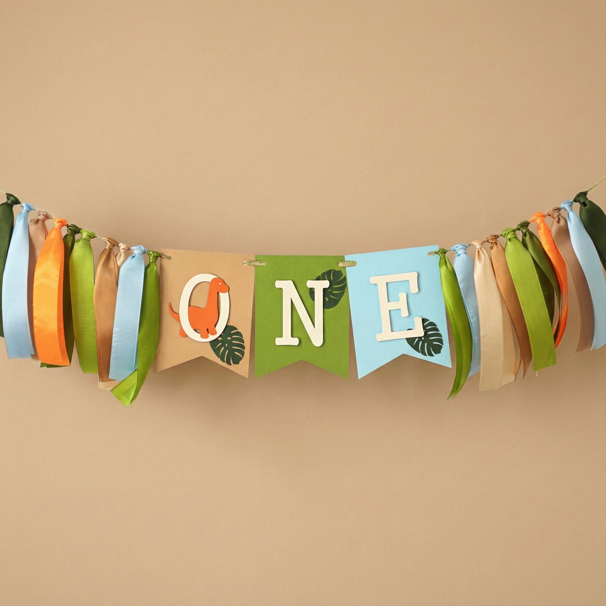 One-A-Saurus Dinosaur High Chair Banner - First Birthday Dino Garland Decor