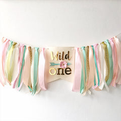 Wild One First Birthday High Chair Wild One Banner Girl Wild One First Birthday Party Decorations Wild One Birthday Ideas Boho Wild One themed Pink Mint party Floral Boho Wild One 1st Birthday