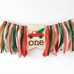 Christmas Red Truck highchair banner for baby's 1st birthday party and holiday photos