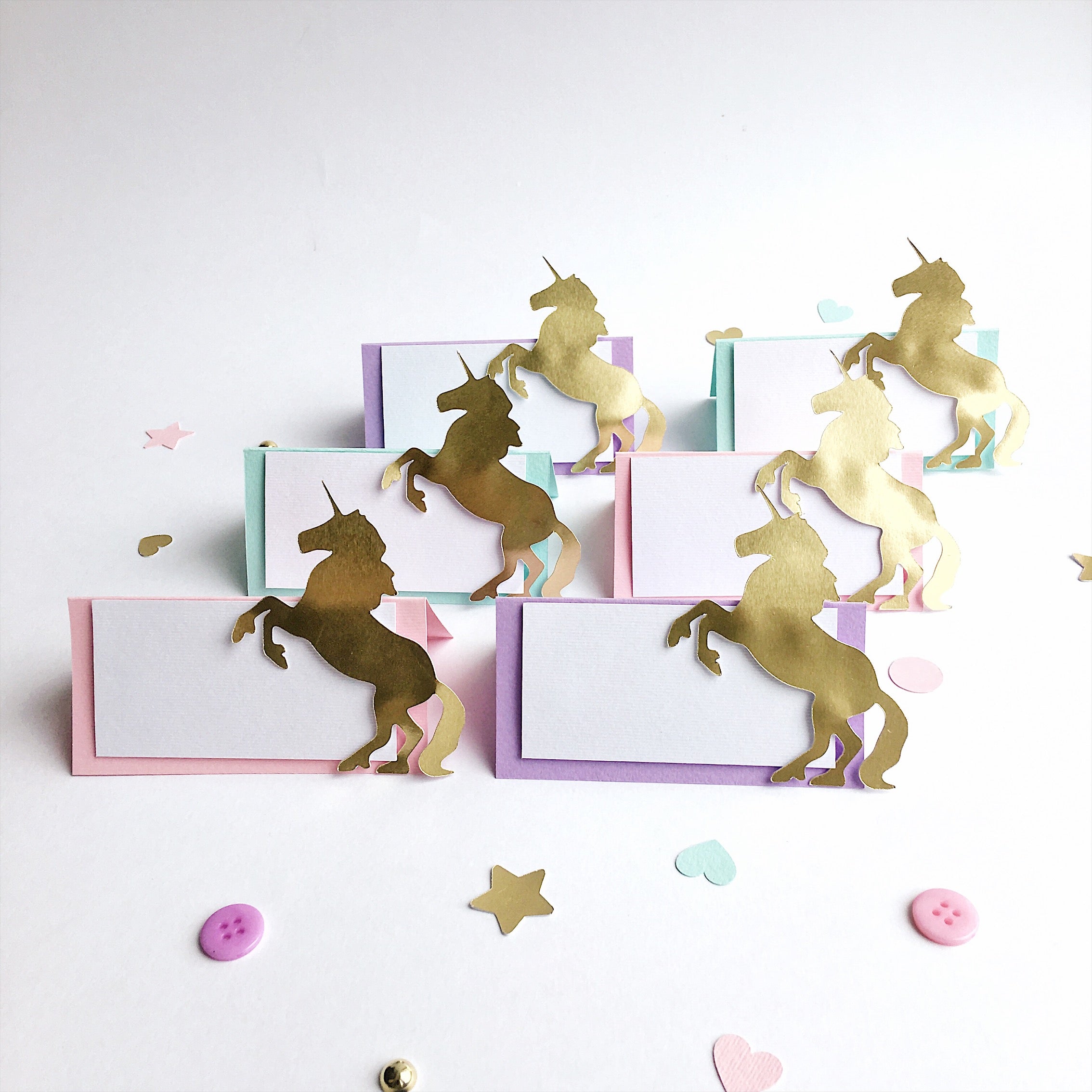 Unicorn Place Cards Rainbow 1st Birthday