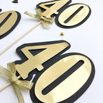 Black Gold Big toppers Black Age Toppers Black Gold Birthday Toppers Personalise Toppers Minimalist Centrepieces 