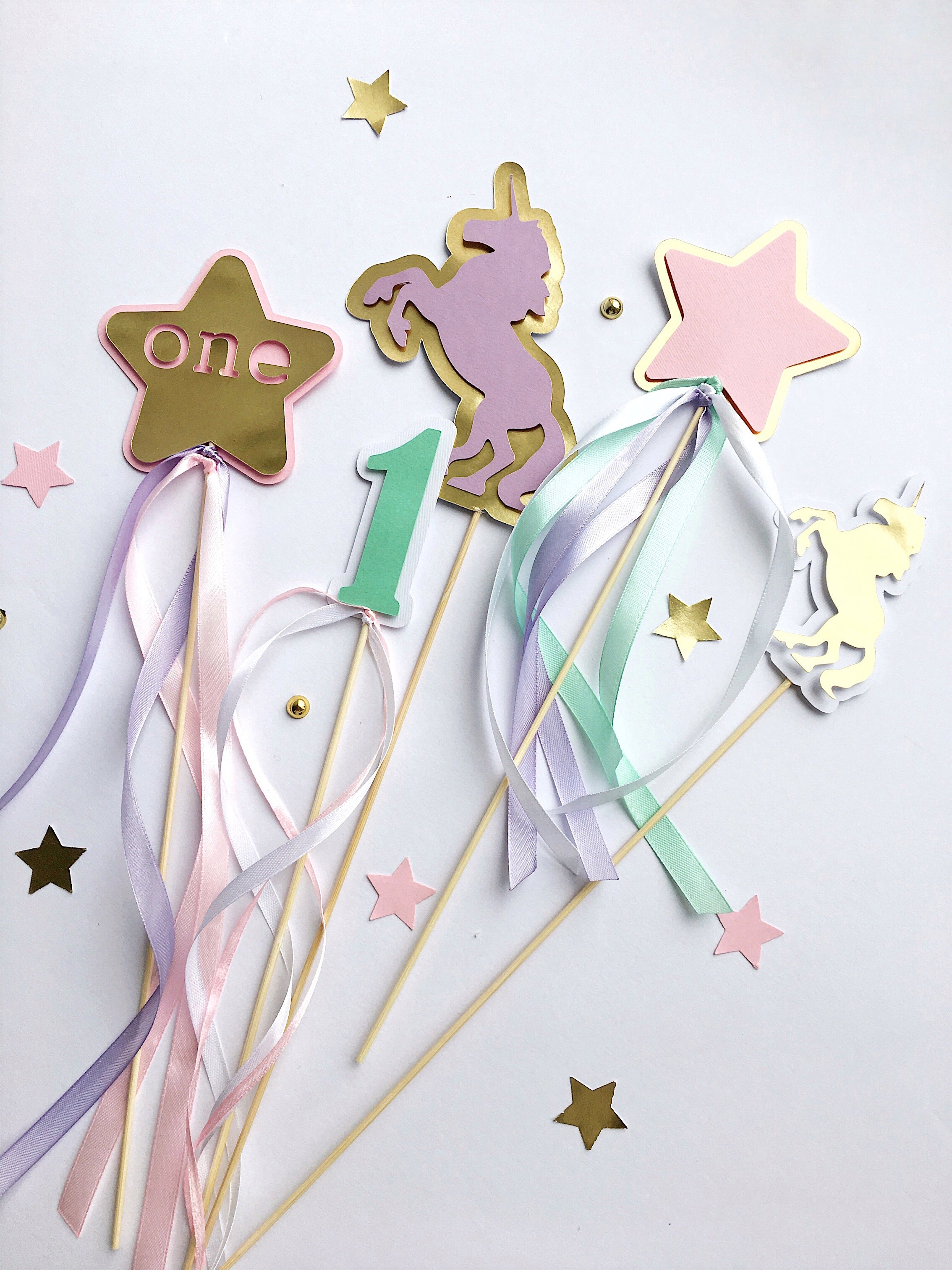 Unicorn Centerpieces Rainbow Birthday party Unicorn themed