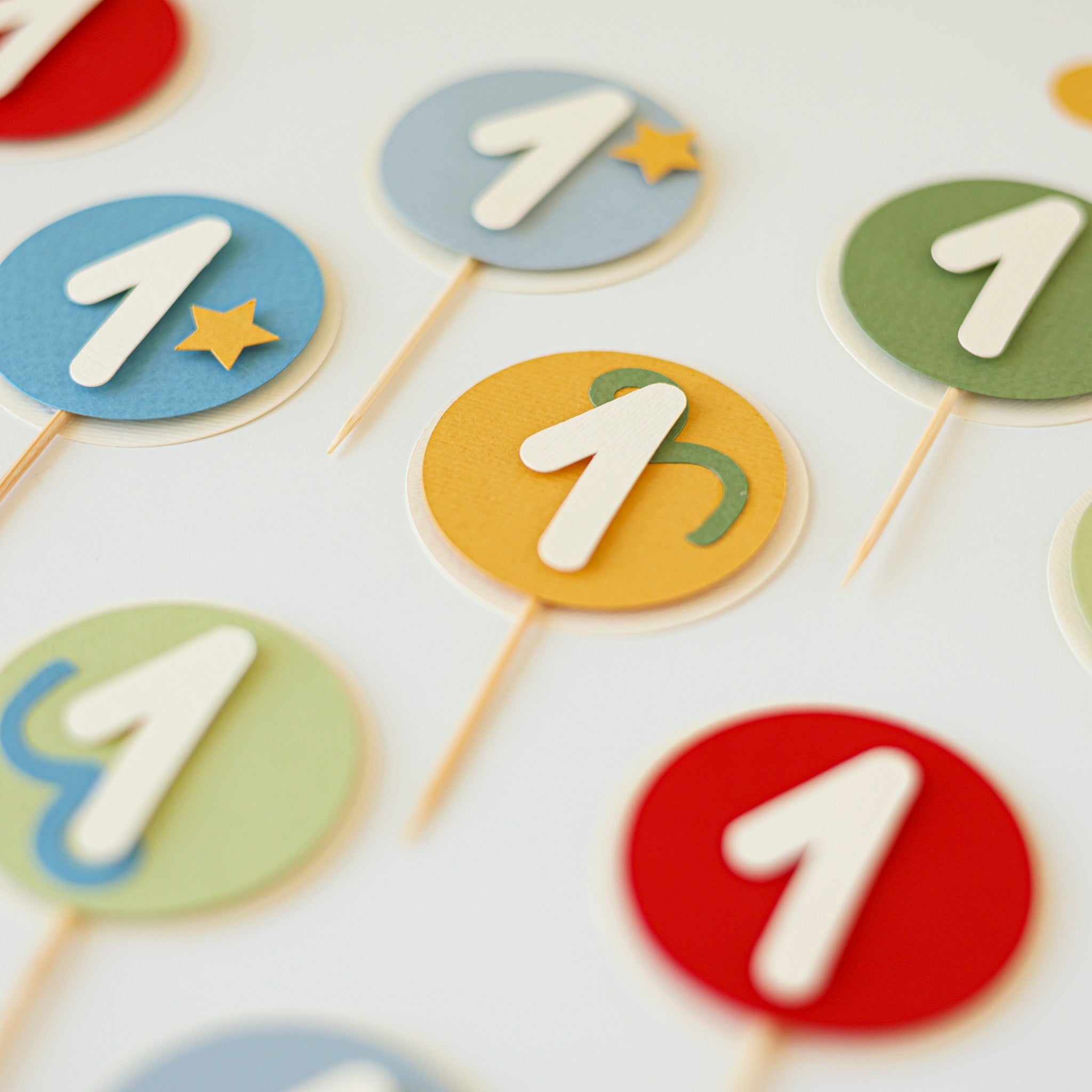 Fun to be One Cupcake Toppers - Colorful Party Animals Decor