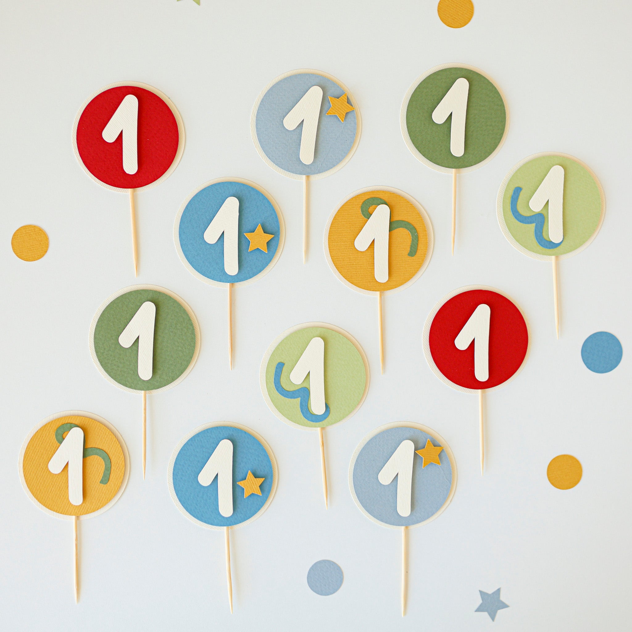 Fun to be One Cupcake Toppers - Colorful Party Animals Decor