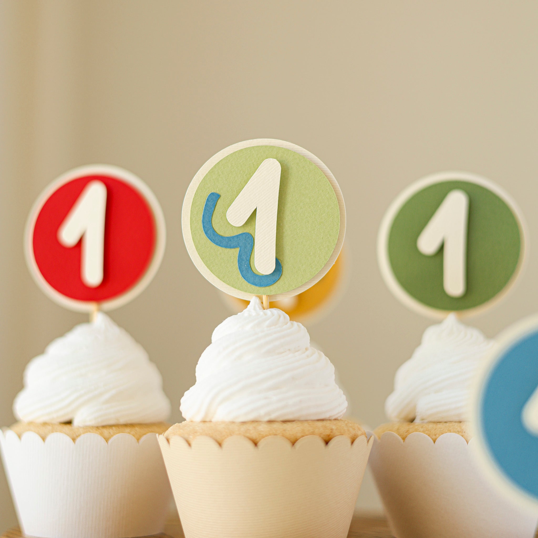 Fun to be One Cupcake Toppers - Colorful Party Animals Decor