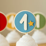Fun to be One Cupcake Toppers - Colorful Party Animals Decor