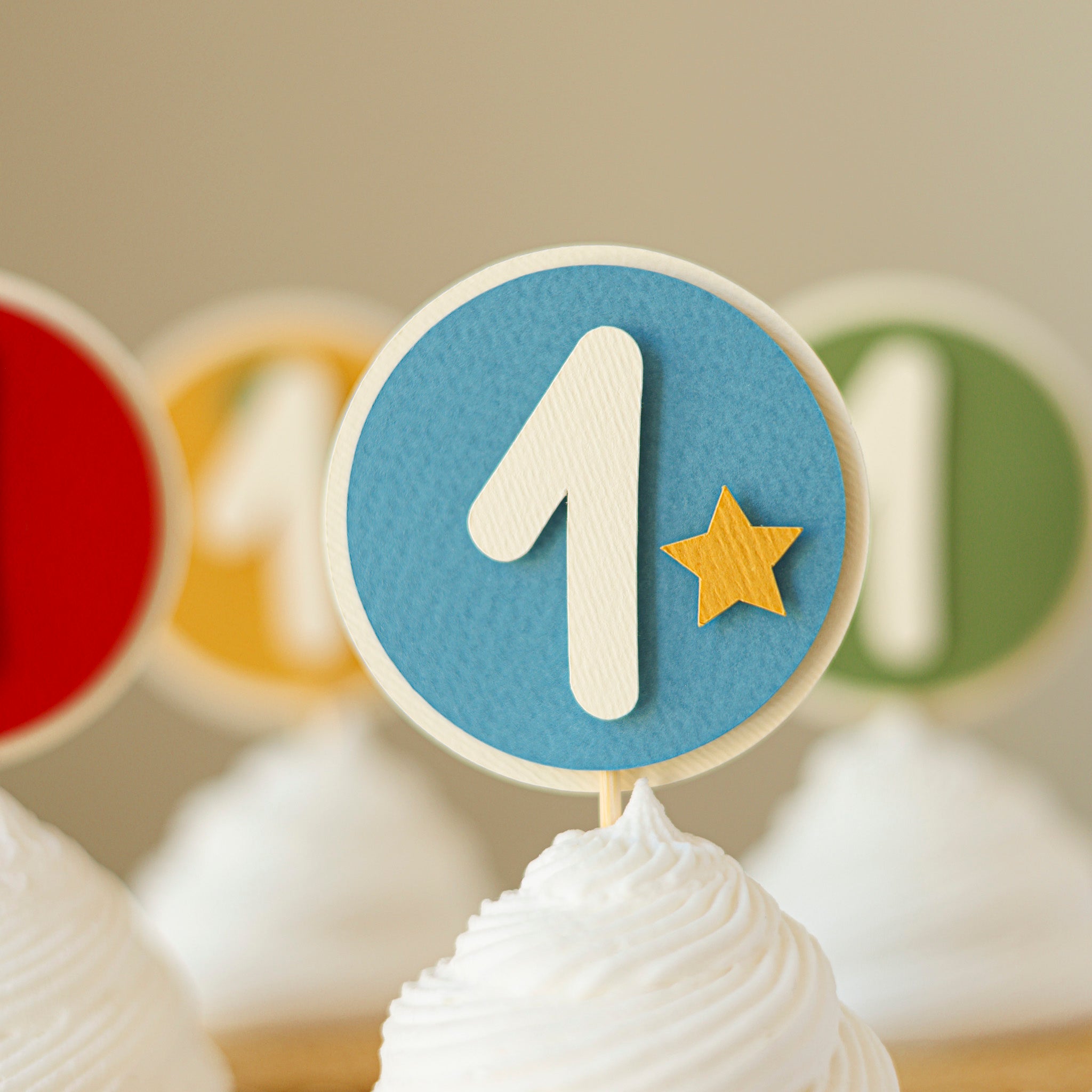 Fun to be One Cupcake Toppers - Colorful Party Animals Decor