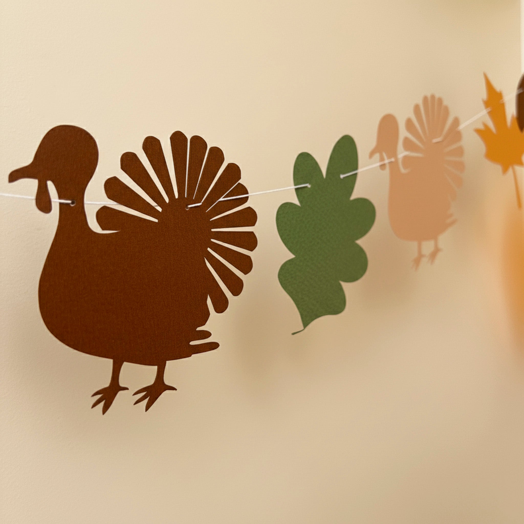 Turkey Garland - Thanksgiving Decorations - Fall Mantel Banner
